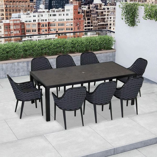 Parlor Black 9 Piece Dining Set - JH-010