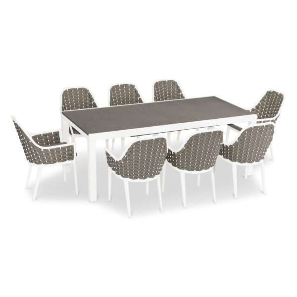 Parlor White 9 Piece Extendable Dining Set - JH-015
